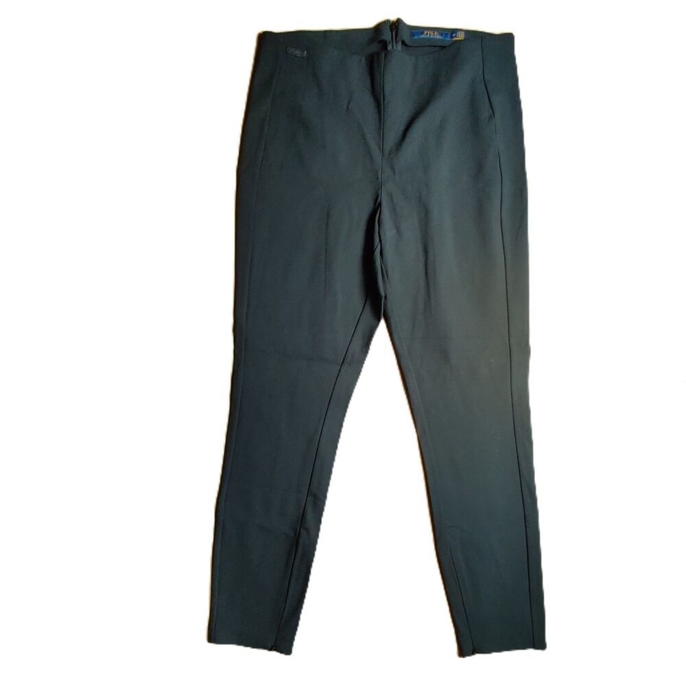 Polo Ralph Lauren Women’s Black Dress Pants Size 10 Stretch Slim Zip Hem
